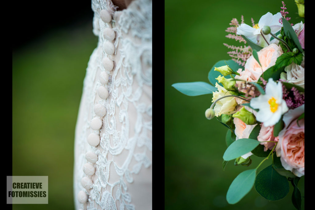 bruidsjurk en bloemen